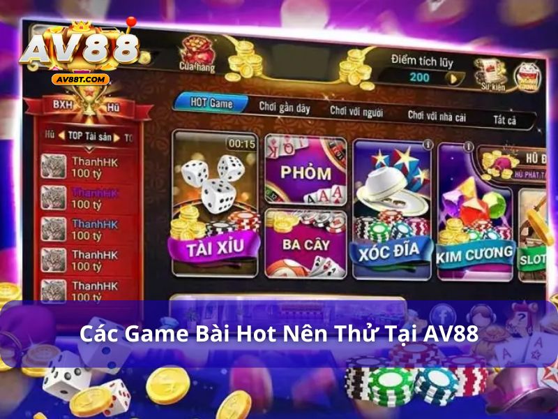 Điểm danh các game bài hot tại AV88
