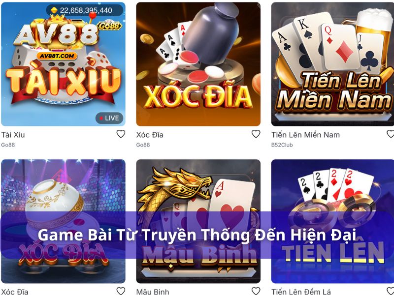 Game bài từ bàn chơi truyền thống đến hiện đại